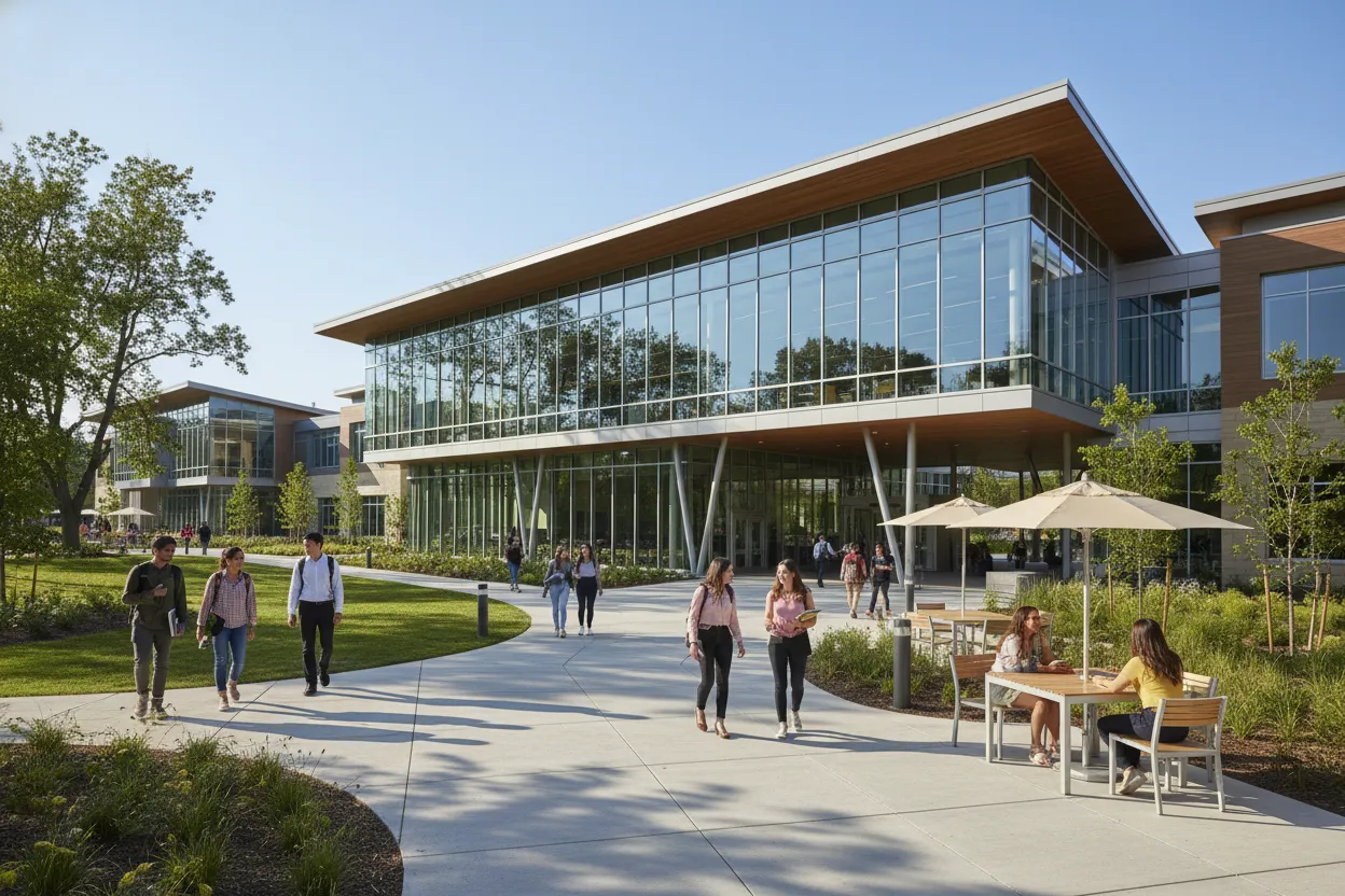 Exterior view of a regional state university campus building.